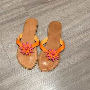 Bath & Body Works Orange and Pink Floral Sandals